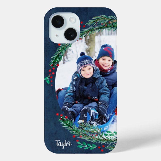Winter Pines Personalised Family Photo Case-Mate iPhone Case (Back)