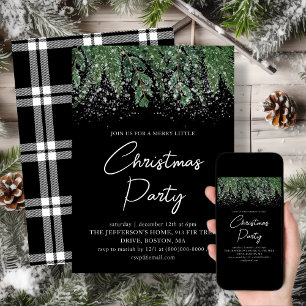 Winter Pines   Plaid Christmas Holiday Party Invitation
