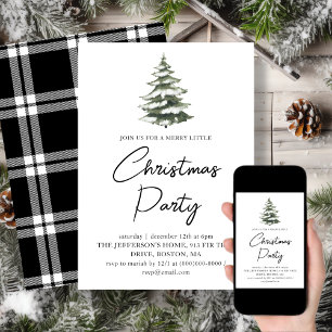 Winter Pines   Plaid Christmas Holiday Party Invitation