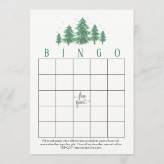 Winter Pines, rustic  Bridal Shower Bingo Cards