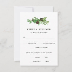 Winter Pines Wedding   Meal Choice RSVP Card