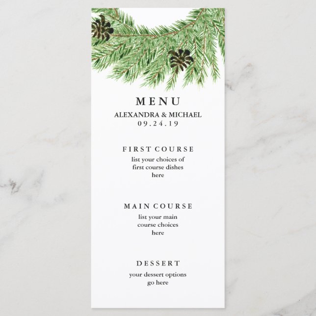 Winter Pines Wedding Menu (Front)