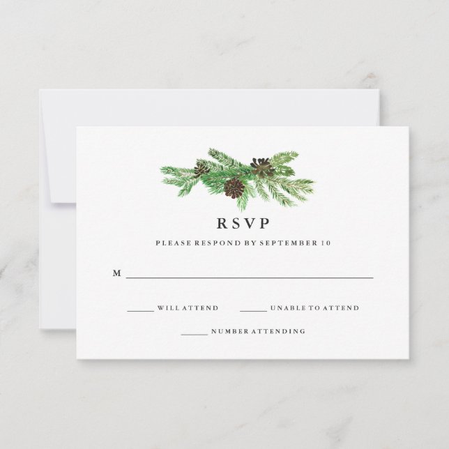 Winter Pines Wedding RSVP Card (Front)