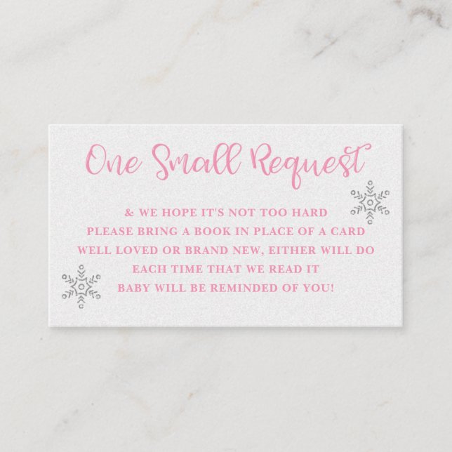Winter Pink and Silver Book Request Card (Front)