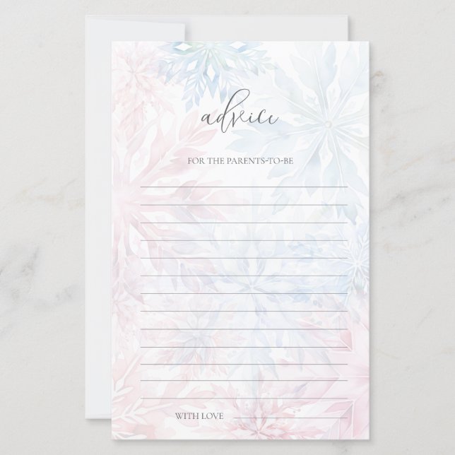 Winter Pink Blue Snowflake Advice (Front)