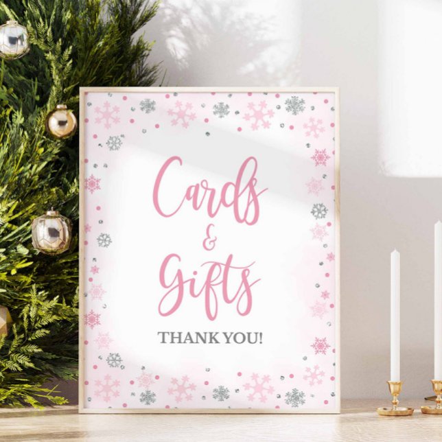 Winter Pink Cards & Gifts Shower Table Sign (Creator Uploaded)