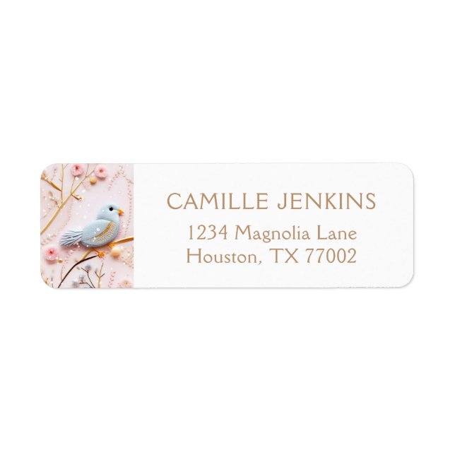 Winter Pink Floral Baby Shower Return Address Label (Front)
