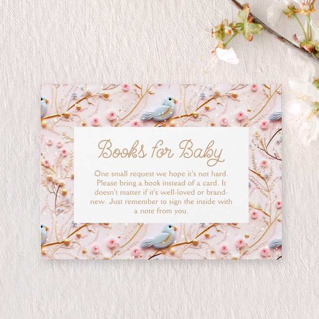 Winter Pink Floral Girl Baby Shower Book Request Enclosure Card (Winter Pink Flower Girl Baby Shower Books for Baby)