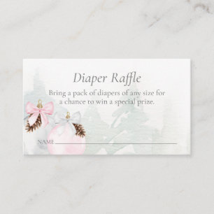 Winter Pink Girl Baby Shower Diaper Raffle Enclosure Card