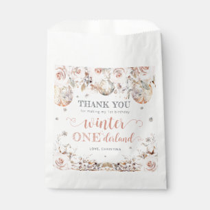 Winter Pink Gold Onederland Birthday Favour Bag