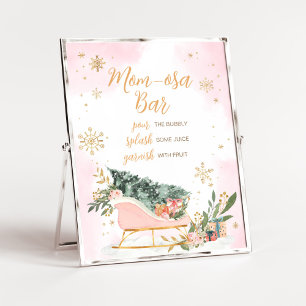 Winter Pink Gold Snowflake Mum Osa Bar Poster