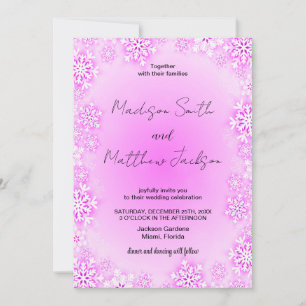 Winter Pink Snow Wedding Invitations