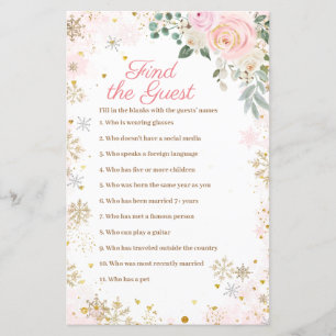 Winter Pink Snowflake Floral Find the Guest