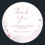 Winter Pink Snowflake Sleigh Baby Shower Thank You Classic Round Sticker<br><div class="desc">Winter Pastel Pink Snowflake Sleigh Baby Shower Thank You Classic Round Sticker
All wording can be customized</div>