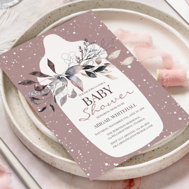 Winter Pink Watercolor Baby Shower Invitation (Creator Uploaded)