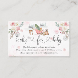 Winter Pink Woodland Animals Girl Books For Baby  Enclosure Card