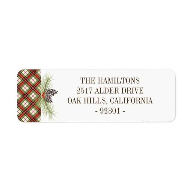 Winter Plaid Personalised Address Label Return Address Label (Front)