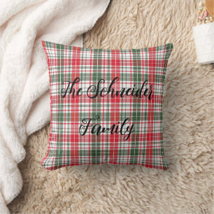 Winter Plaid Tartan Christmas Throw Pillow