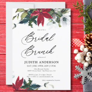  Winter Poinsettia Bridal Brunch Invitation