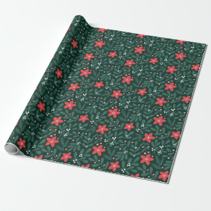 Winter poinsettia pattern - Christmas flower Wrapping Paper