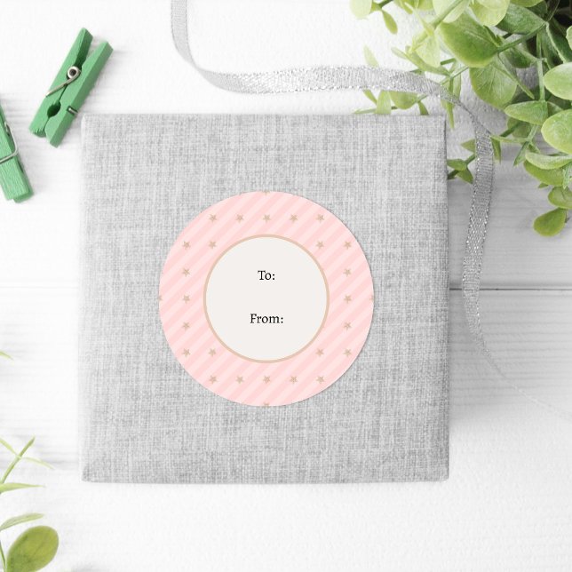 Winter Poinsettia Pink Green Pastel Christmas Classic Round Sticker (Creator Uploaded)