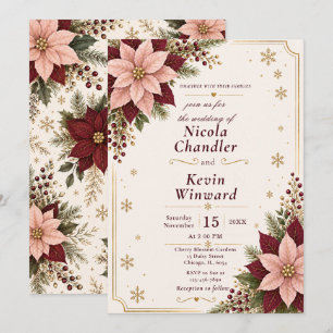 Winter Poinsettia Wedding Invitation