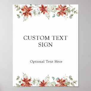 Winter Poinsettias Custom Text Sign