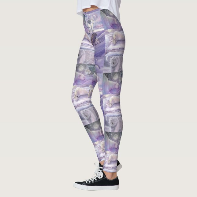 Winter Polar Bear Art Collage Leggings (Left)