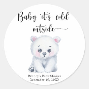 Winter polar bear - baby it is cold outside classic round sticker