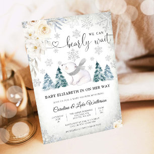 Winter Polar Bear Baby Shower Invitation