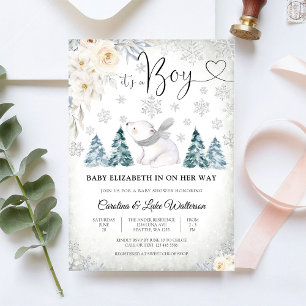 Winter Polar Bear Baby Shower Invitation
