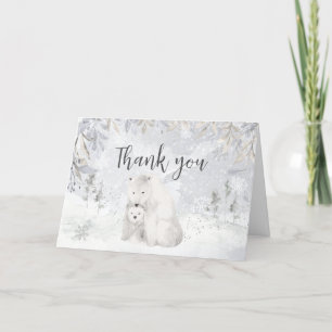 Winter Polar Bear Baby Shower Thank You Card