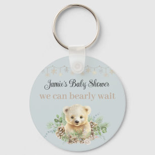 Winter Polar Bear Blue Baby Shower Favour Keepsake Key Ring