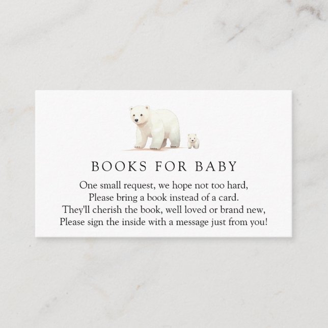 Winter Polar Bear Books for Baby Request  Enclosure Card (Front)