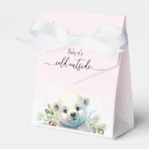 Winter Polar Bear Cold Outside Pink Baby Shower Favour Box