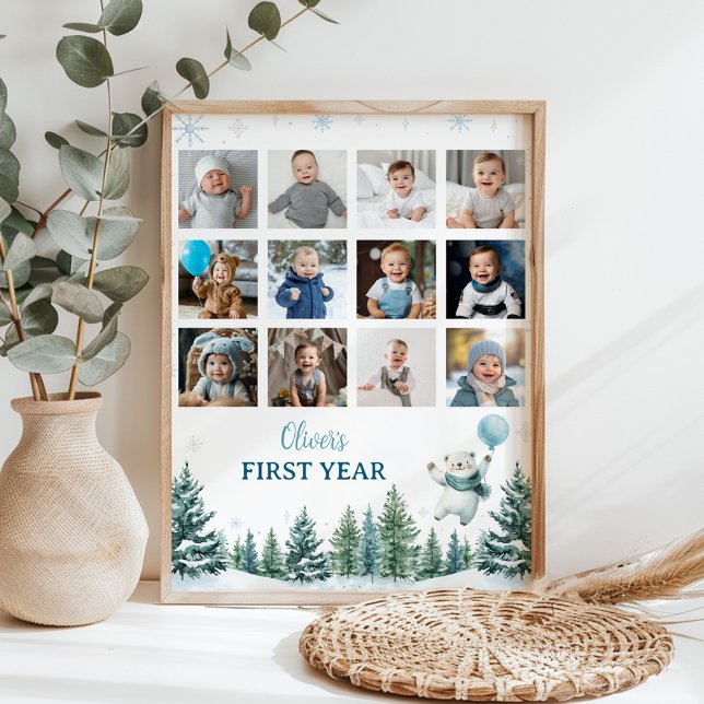 Winter Polar Bear First Year Photo Milestone Sign (Creator Uploaded)