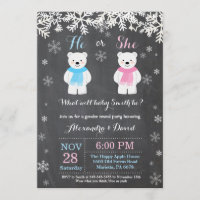 Winter Polar Bear Gender Reveal Invitation