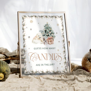 Winter Polar Bear Guess How Many Candies Poster