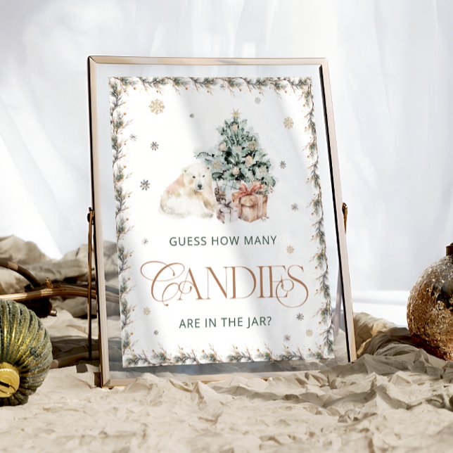 Winter Polar Bear Guess How Many Candies Poster (Creator Uploaded)
