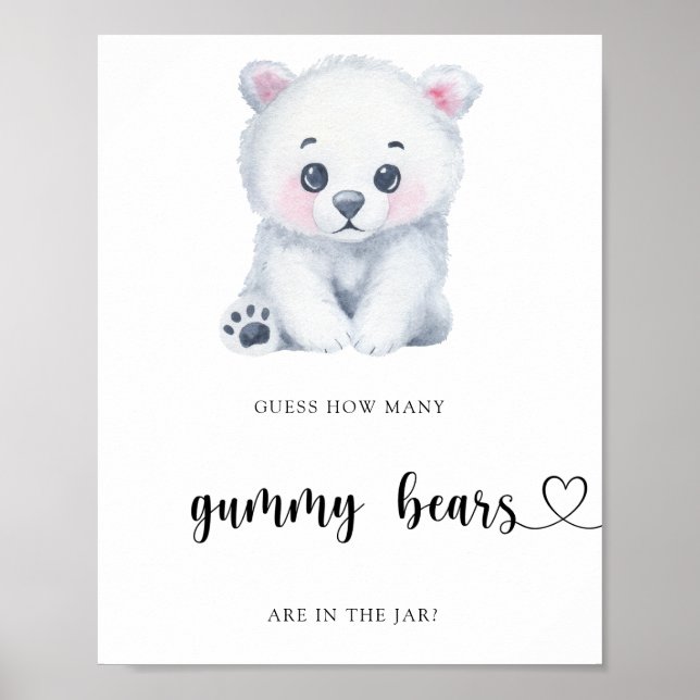 Winter Polar Bear - guess how many gummy bears Poster (Front)
