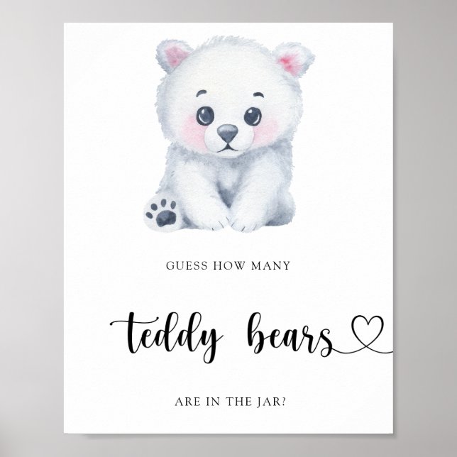 Winter Polar Bear - guess how many teddy bears Poster (Front)