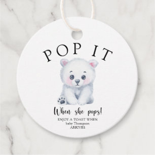 Winter polar Bear - Pop it! When she pops Favour Tags