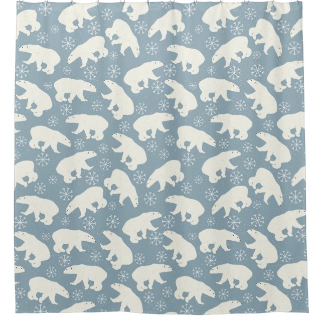 Winter Polar Bear seamless pattern + your ideas Shower Curtain (Front)