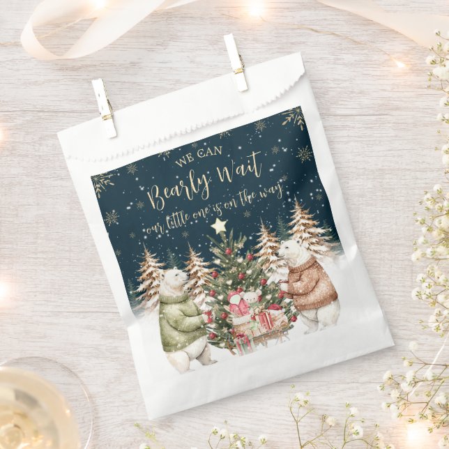 Winter Polar Bear Snowflake Baby Shower Favour Bag (Clipped)