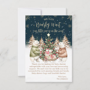 Winter Polar Bear Snowflake Baby Shower Thank You Card