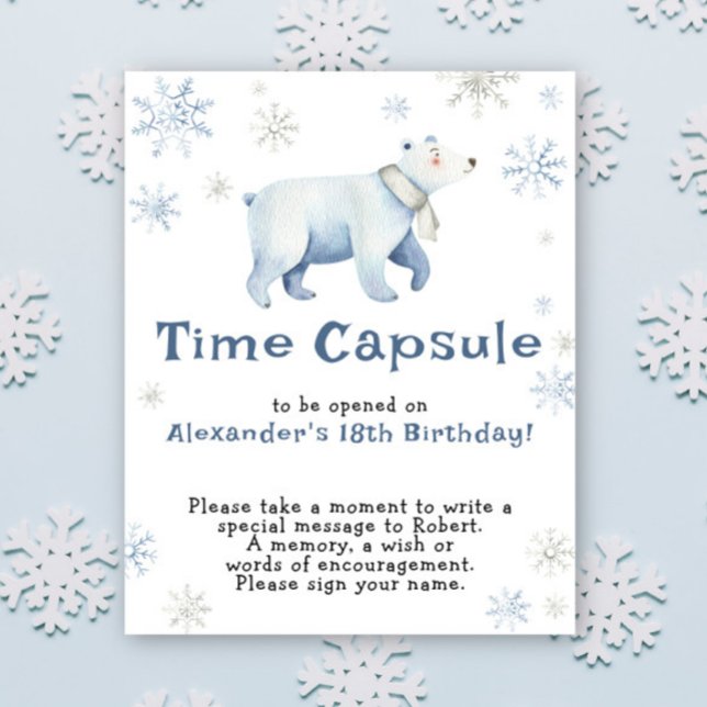 Winter Polar Bear Time Capsule 1st birthday Poster (Creator Uploaded)
