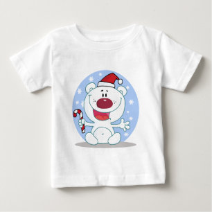 Winter Polar Bear With Candy Cane Holiday Baby T-Shirt