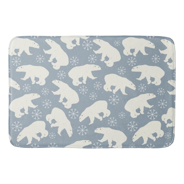 Winter Polar Bears seamless pattern + your ideas Bath Mat (Front)