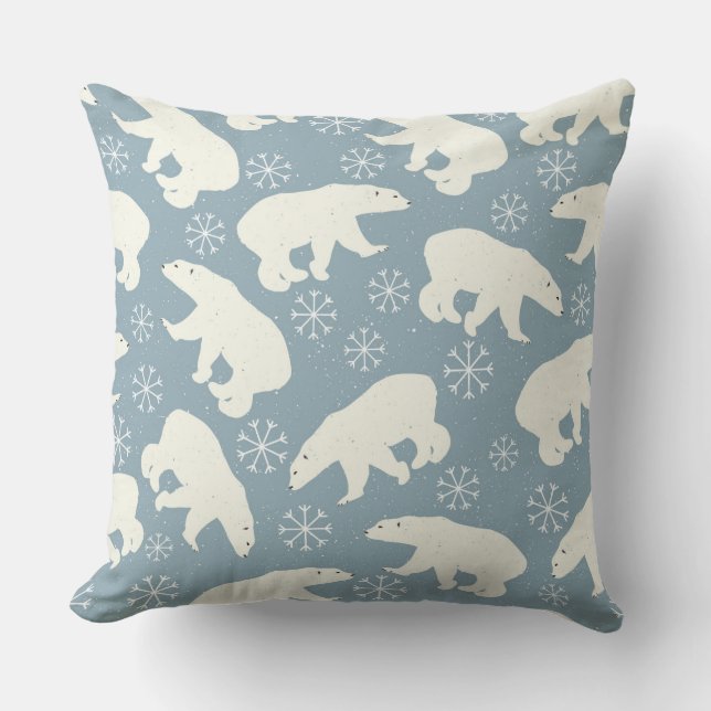 Winter Polar Bears seamless pattern + your ideas Cushion (Front)
