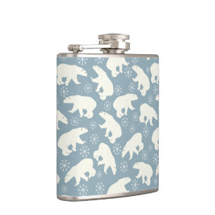 Winter Polar Bears seamless pattern + your ideas Hip Flask